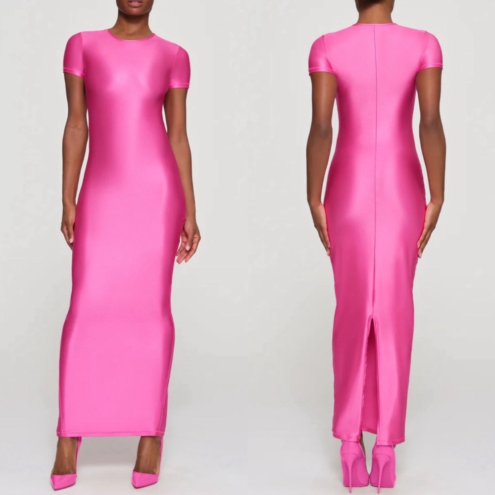 NWT Skims Hot Pink Shiny Compression Dress